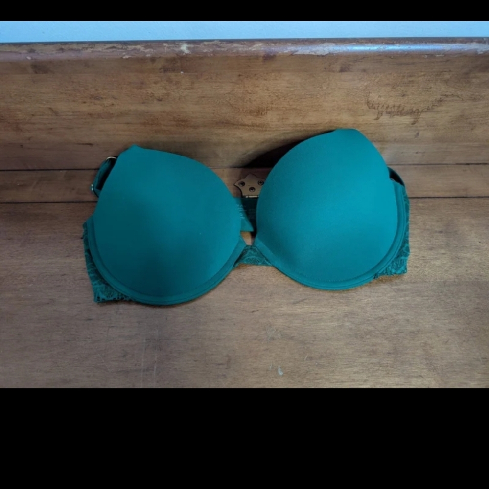 Soma Women's Full Coverage Enchanting Lace Push Up Padded Green Bra 34DD